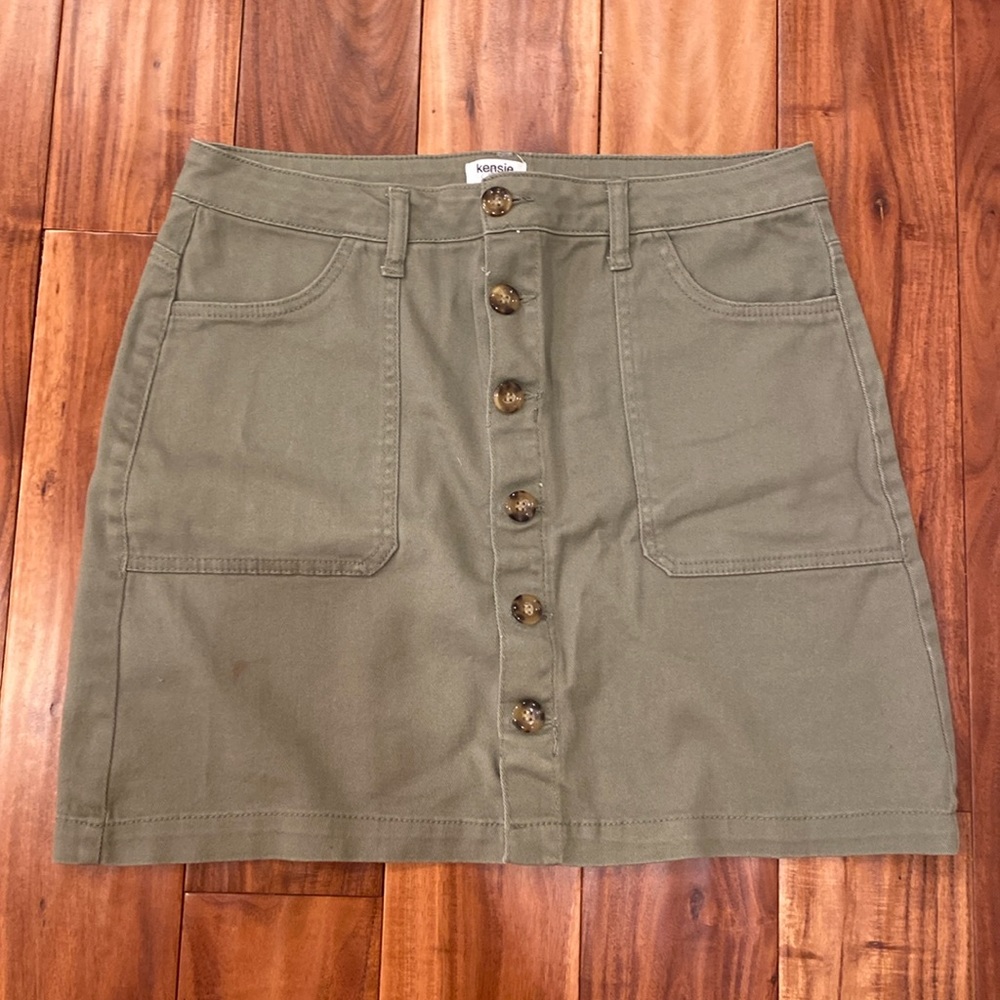 Kensie olive green jean skirt